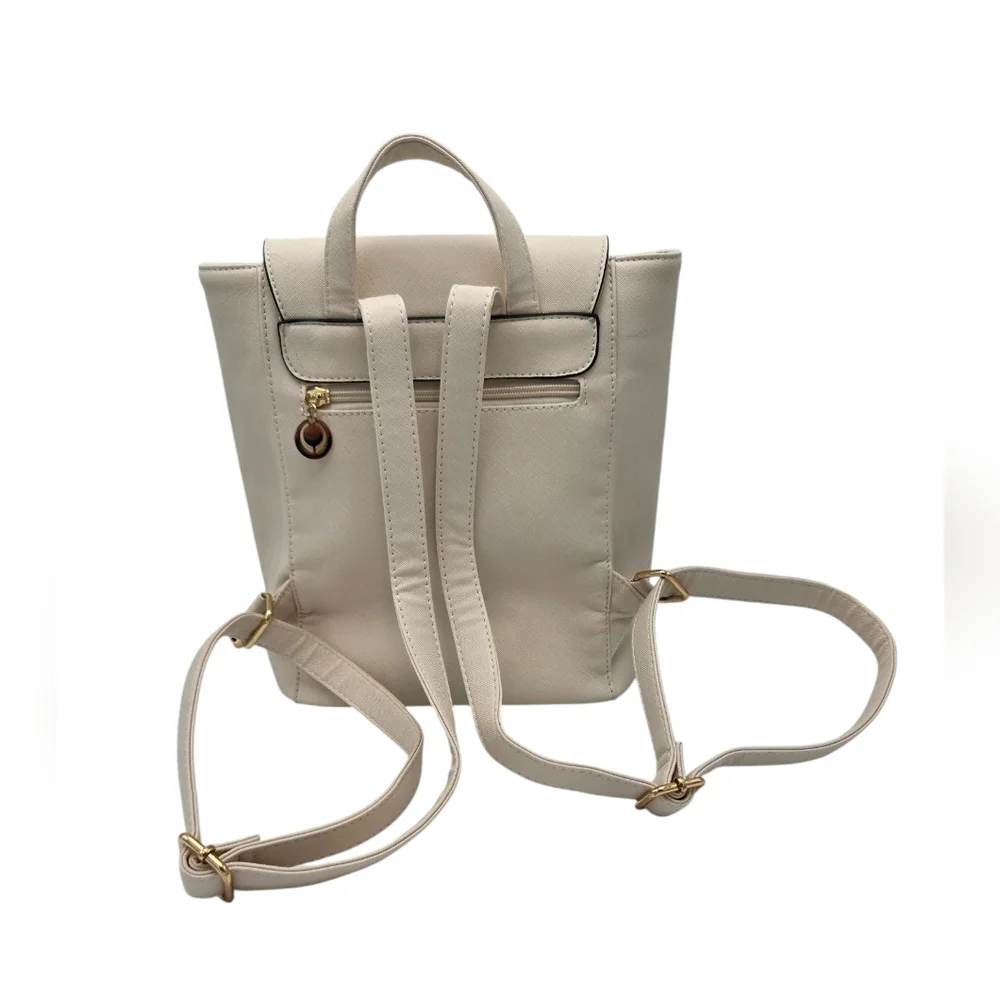 Wink Kangaroo Backpack Purse Bag Winter White Side Zippers Adjustable Straps - Picture 4 of 16